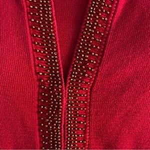 ♥️ Coldwater Creek Red Silk Cardigan & Tank Frog Closure, Ribbed Cuffs & Hem L